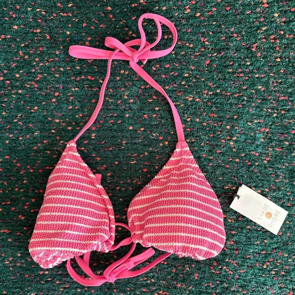 ‼️RARE‼️🎸Shade & Shore🎸🔥NWT🔥Pink/White Striped Bikini Top— M